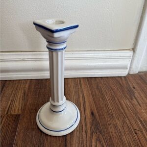Vintage Column Design Candle Holder Candlesticks Ceramic Ribbed Ridged